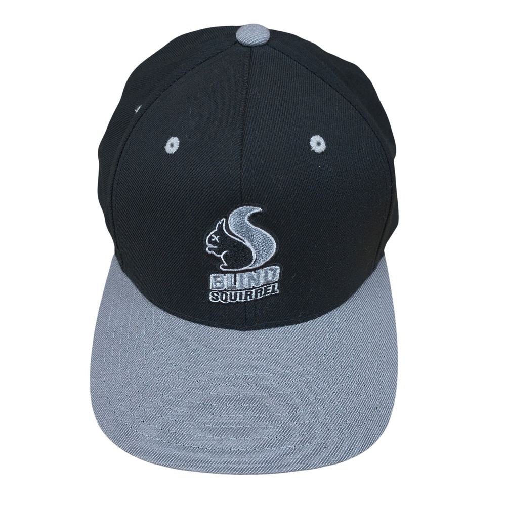 Blind Squirrel Snapback Hat Mens‎ Black Grey Yupoong Classics Wool Blend Cap